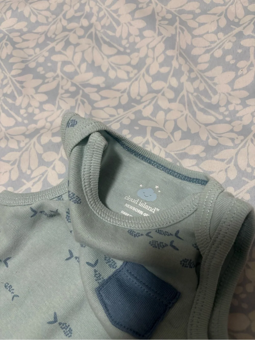 cloud island Light Seafoam Sleeveless Bodysuit with Blue Fish Pocket
